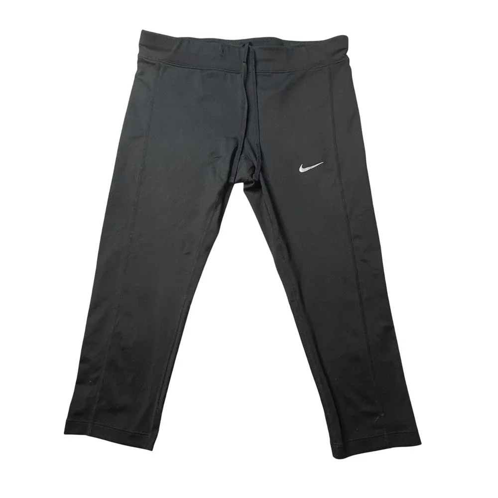Nike Leggings Womens S Black‎ Dri-FIT Running Tights Cropped Mesh 645603-010
